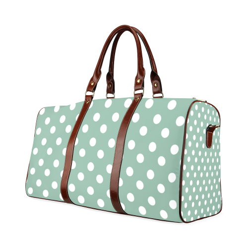 Mint Polka Dots Waterproof Travel Bag/Large (Model 1639)