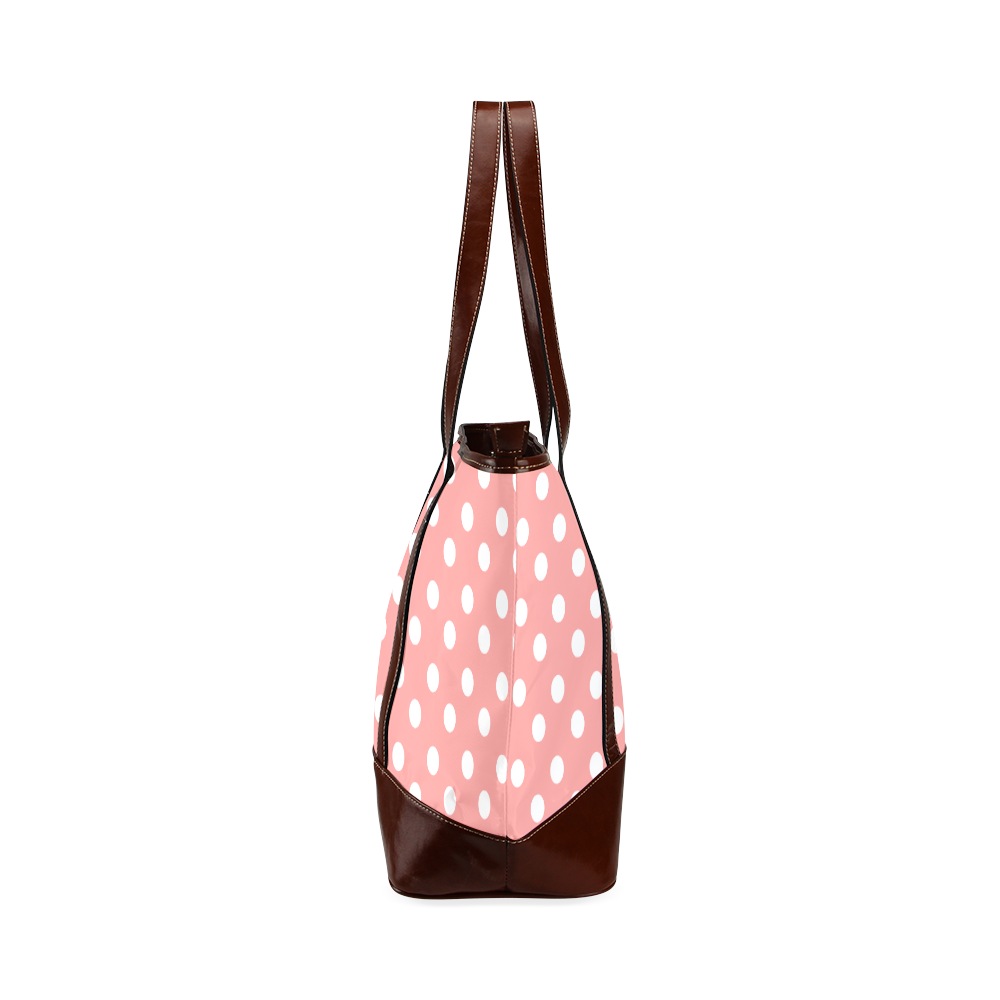 Coral Pink Polka Dots Tote Handbag (Model 1642)