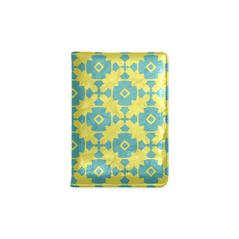 Yellow Teal Geometric Tile Pattern Custom NoteBook A5