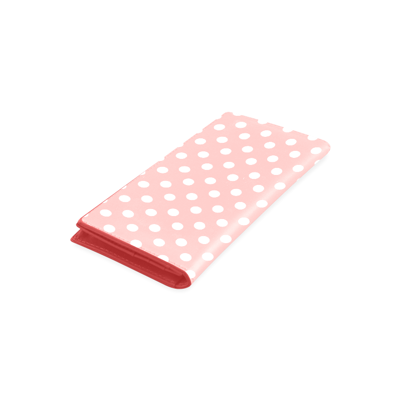 Coral Pink Polka Dots Women's Leather Wallet (Model 1611)