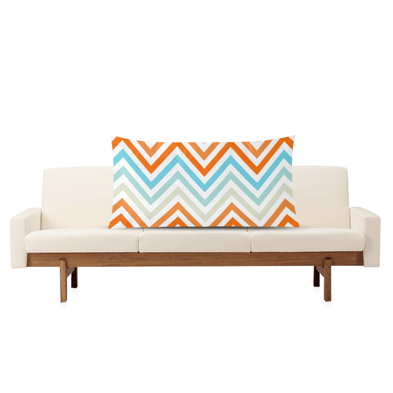 Aqua Orange Chevron Rectangle Pillow Case 20"x36"(Twin Sides)