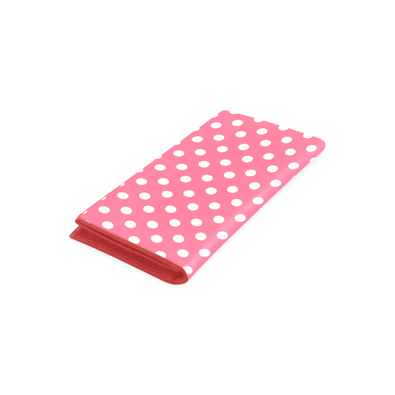 Indian Red Polka Dots Women's Leather Wallet (Model 1611)