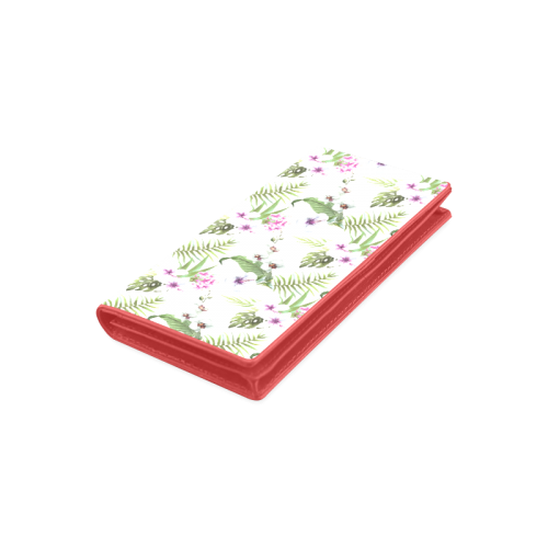 Tropical Hibiscus and Palm Leaves Women's Leather Wallet (Model 1611)