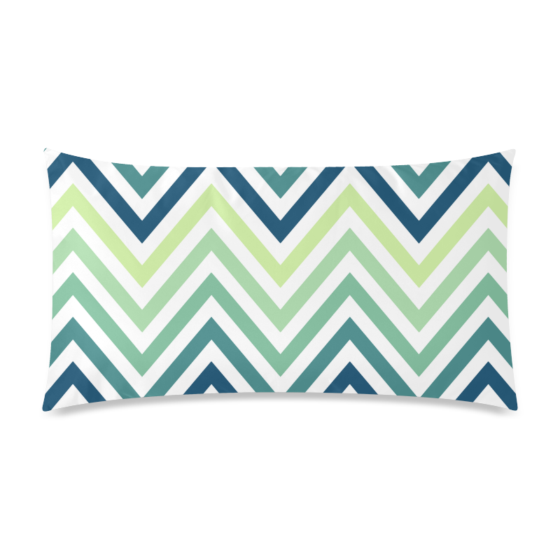 Teal Blue Mint Chevron Rectangle Pillow Case 20"x36"(Twin Sides)