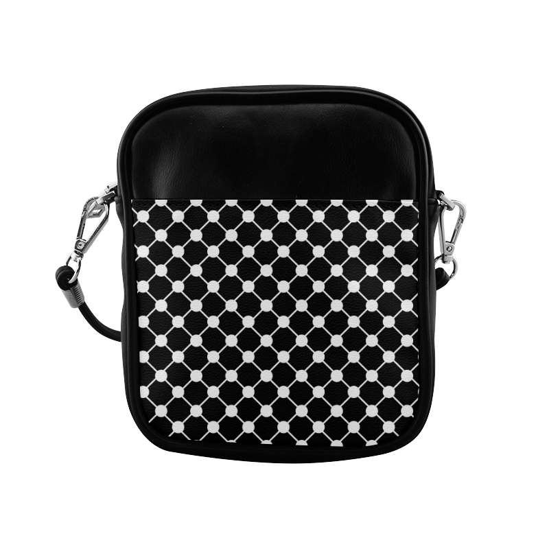 Black and White Trellis Dots Sling Bag (Model 1627)