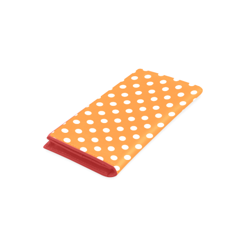 Orange Polka Dots Women's Leather Wallet (Model 1611)