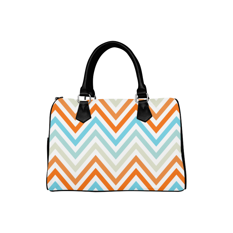 Aqua Orange Chevron Boston Handbag (Model 1621)