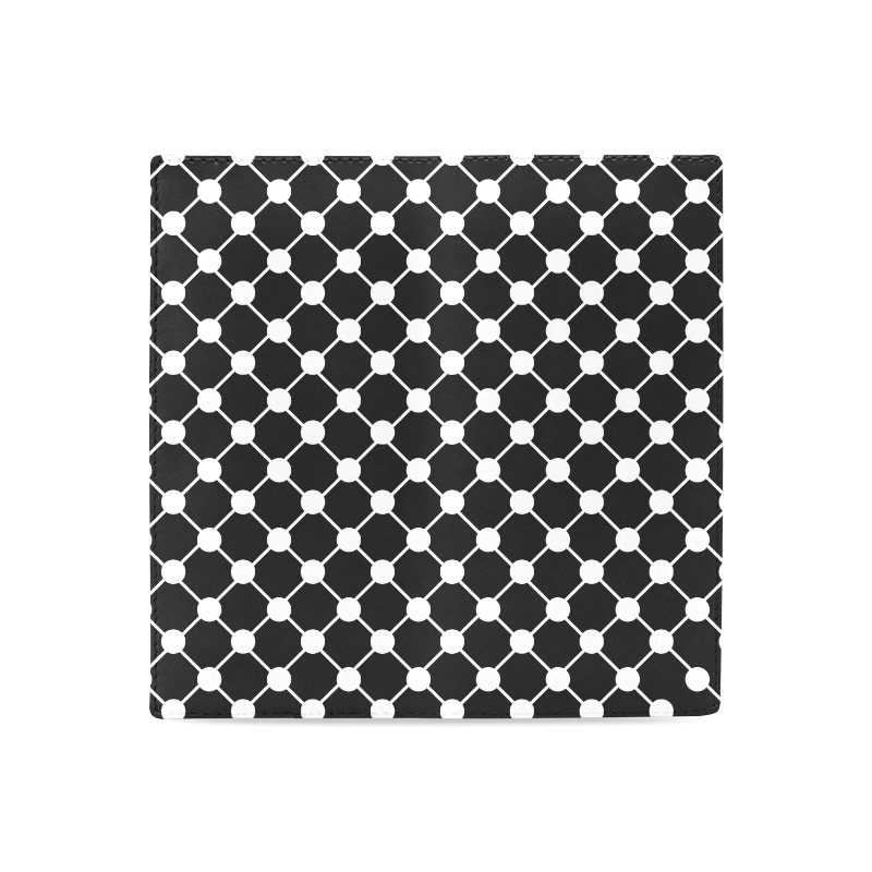 Black and White Trellis Dots Women's Leather Wallet (Model 1611)