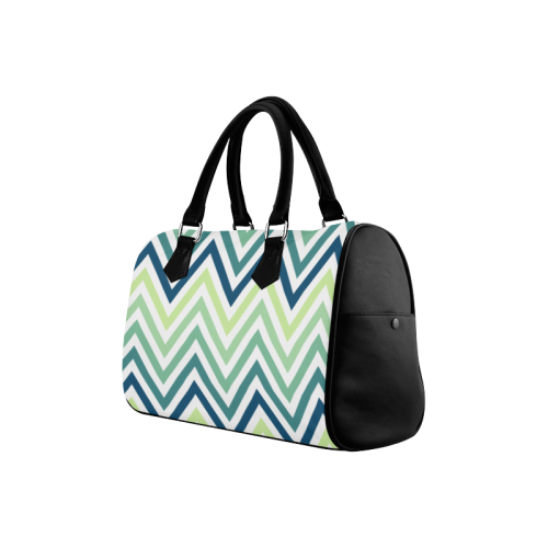 Teal Blue Mint Chevron Boston Handbag (Model 1621)