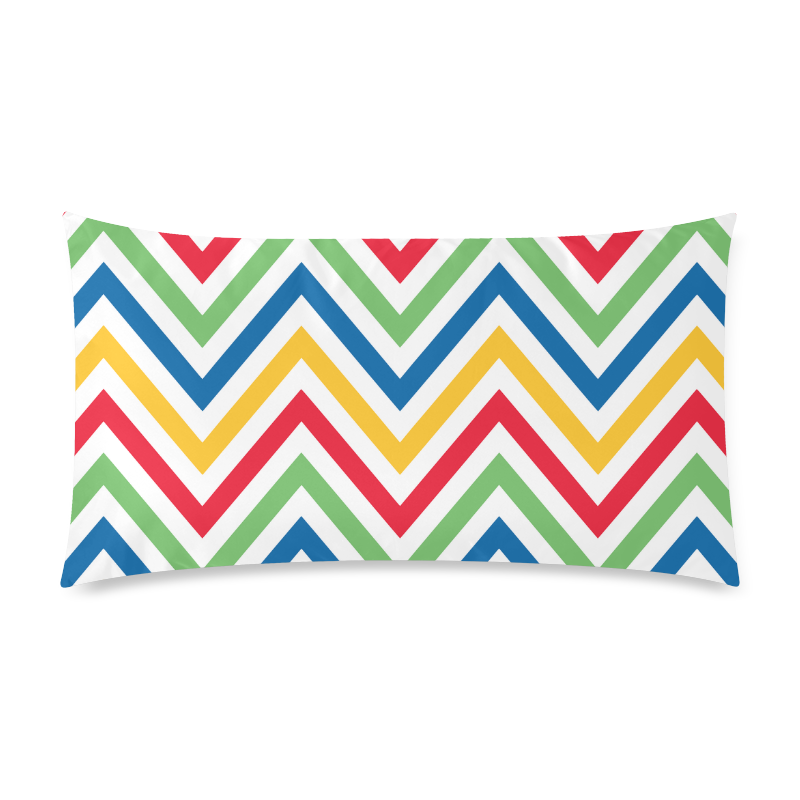 Green Red Chevron Rectangle Pillow Case 20"x36"(Twin Sides)