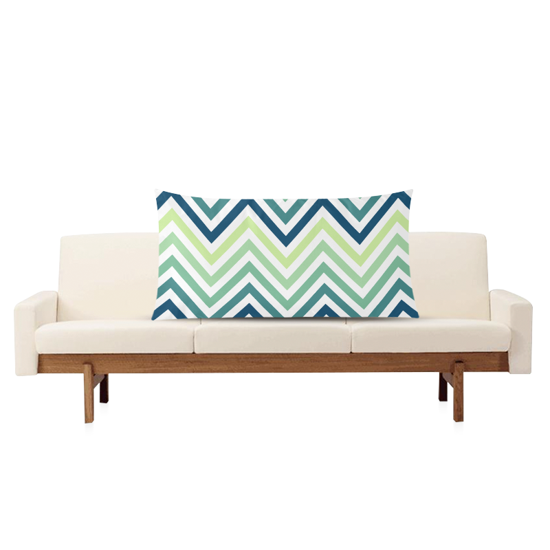 Teal Blue Mint Chevron Rectangle Pillow Case 20"x36"(Twin Sides)