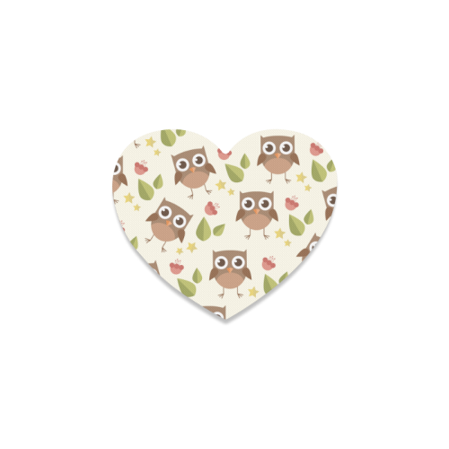 Modern Retro Owl Pattern Heart Coaster