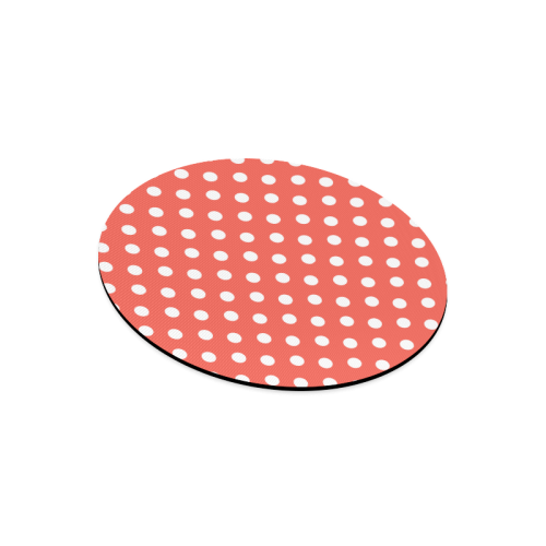 Orange Red Polka Dots Round Mousepad