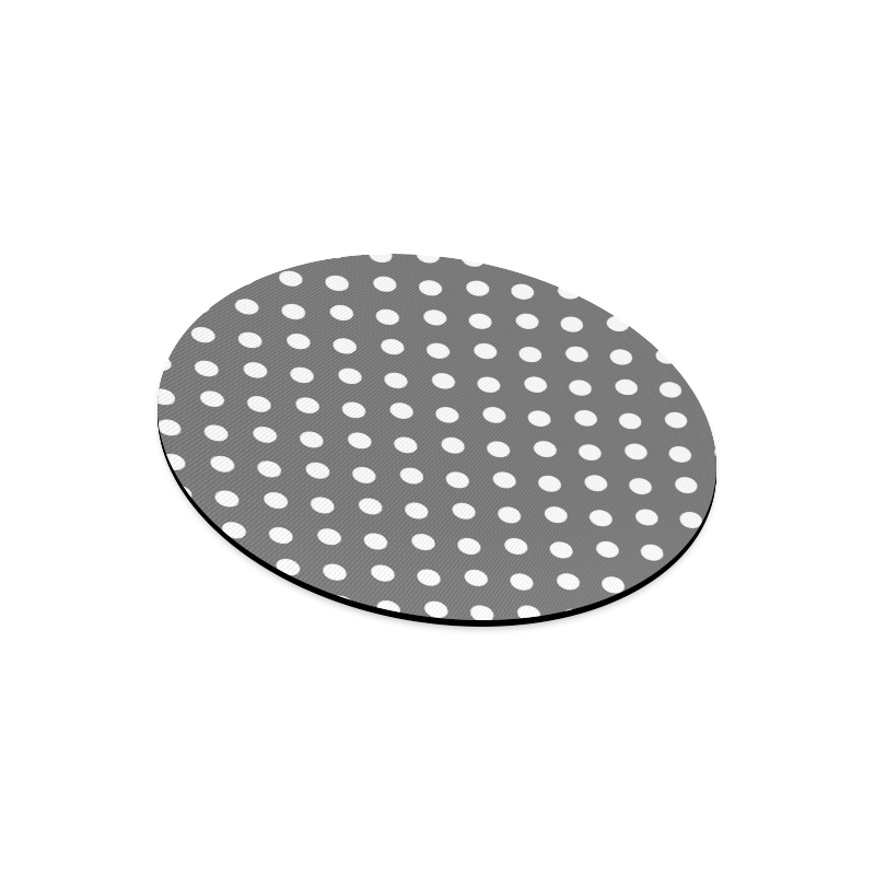 Gray Polka Dots Round Mousepad