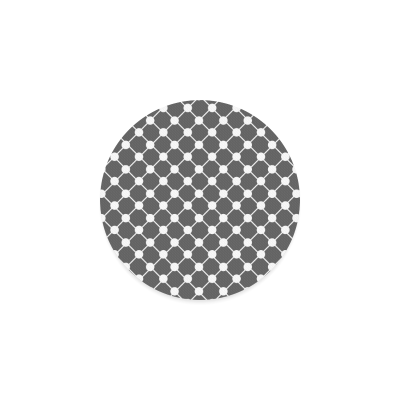 Charcoal Trellis Dots Round Coaster