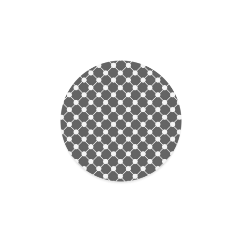 Charcoal Trellis Dots Round Coaster