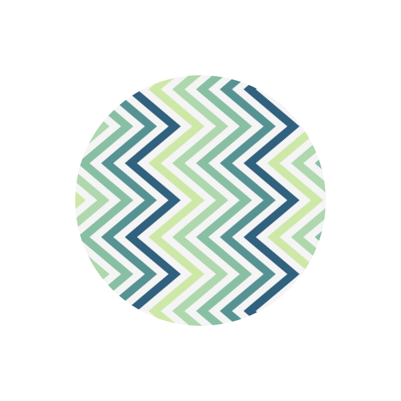 Teal Blue Mint Chevron Round Mousepad