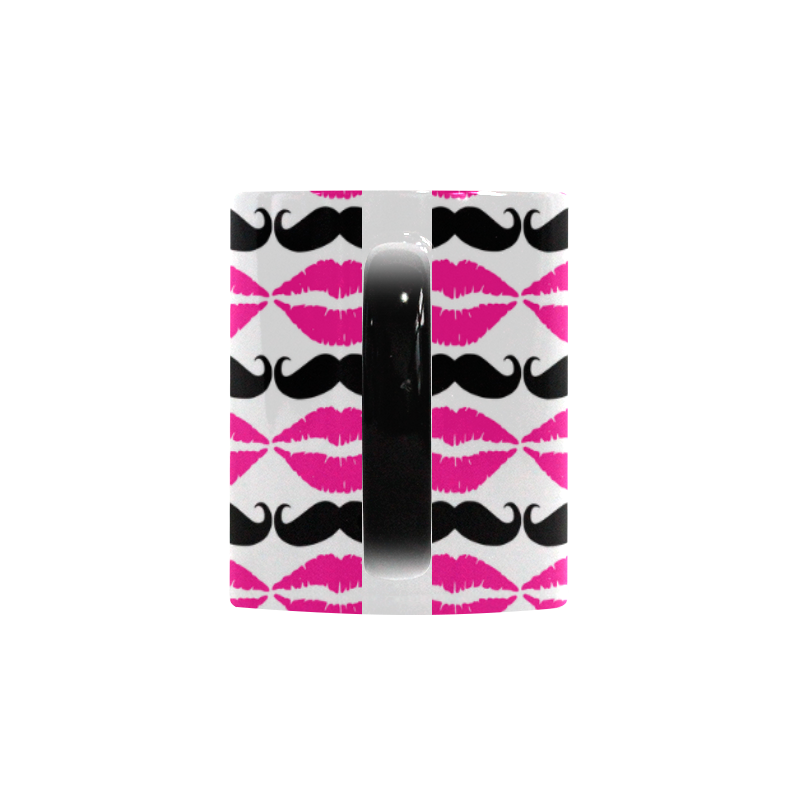 Pink and Black Hipster Mustache and Lips Custom Morphing Mug