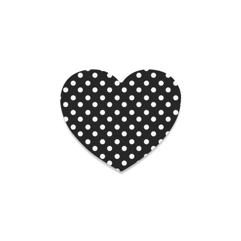 Black Polka Dots Heart Coaster