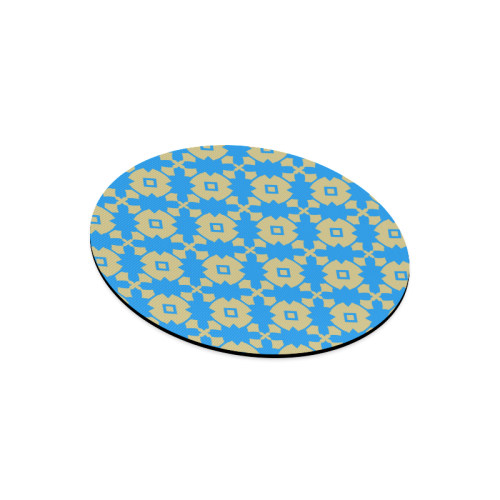 Blue Gold Geometric Round Mousepad
