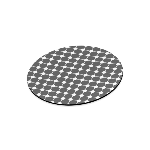 Charcoal Trellis Dots Round Mousepad