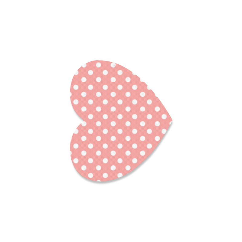 Coral Pink Polka Dots Heart Coaster