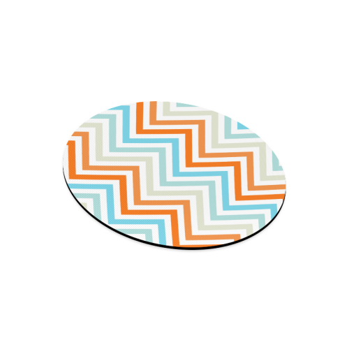 Aqua Orange Chevron Round Mousepad