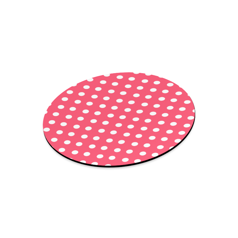 Indian Red Polka Dots Round Mousepad