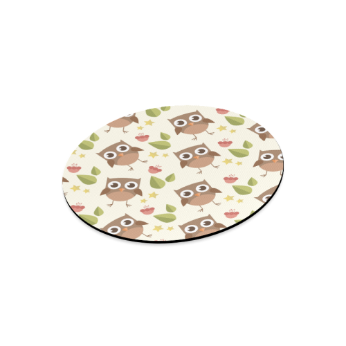 Modern Retro Owl Pattern Round Mousepad