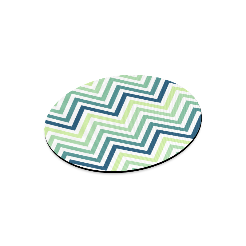 Teal Blue Mint Chevron Round Mousepad