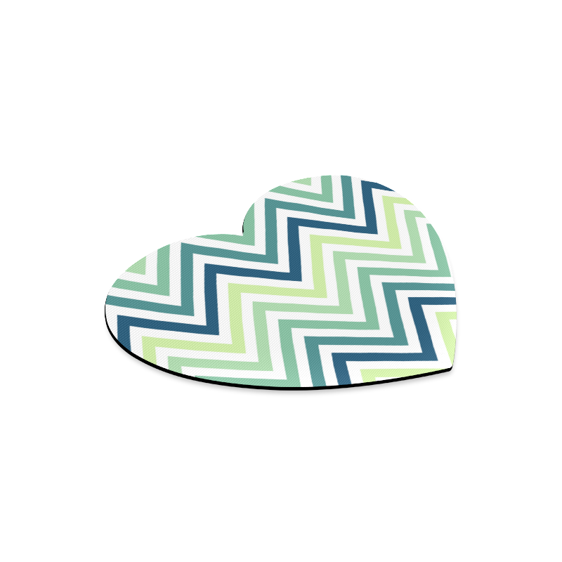 Teal Blue Mint Chevron Heart-shaped Mousepad