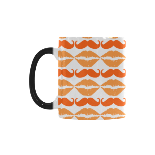 Orange Hipster Mustache and Lips Custom Morphing Mug