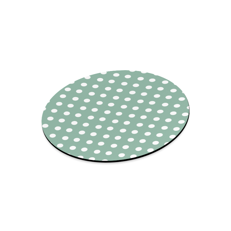 Mint Polka Dots Round Mousepad
