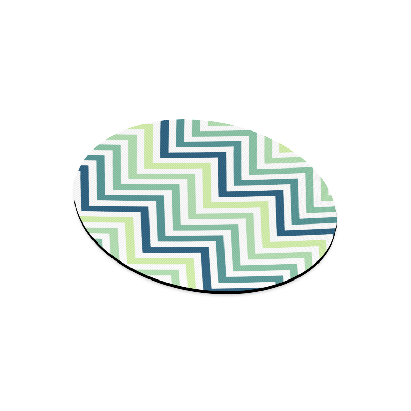 Teal Blue Mint Chevron Round Mousepad