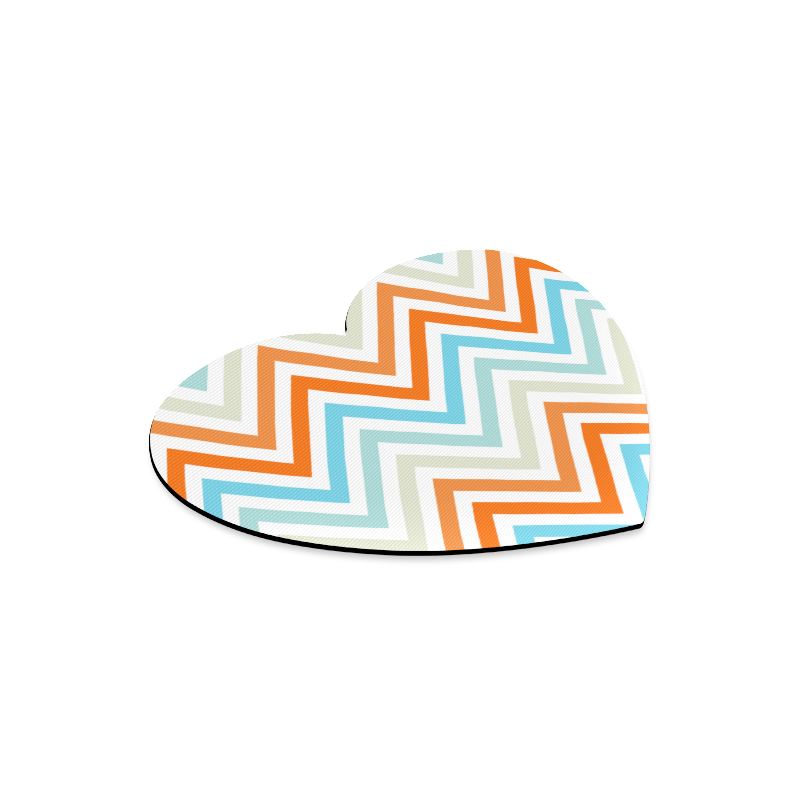 Aqua Orange Chevron Heart-shaped Mousepad