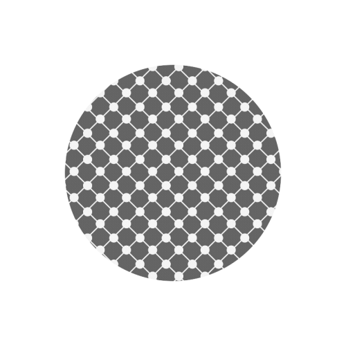 Charcoal Trellis Dots Round Mousepad