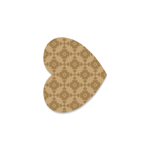 Dark tan Geometric Tile Pattern Heart Coaster