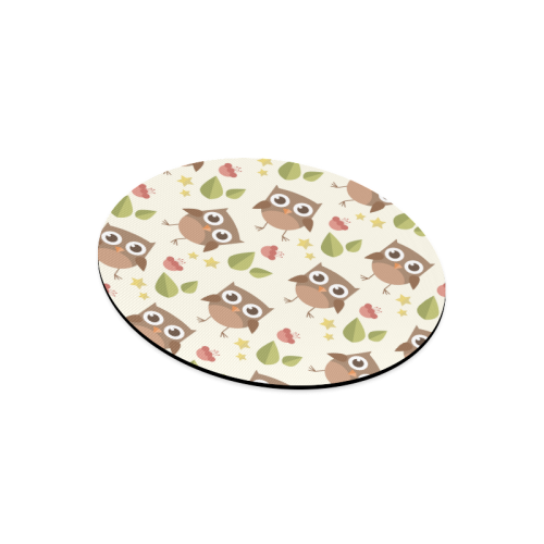 Modern Retro Owl Pattern Round Mousepad