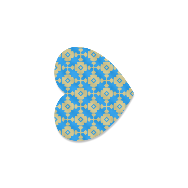 Blue Gold Geometric Heart Coaster