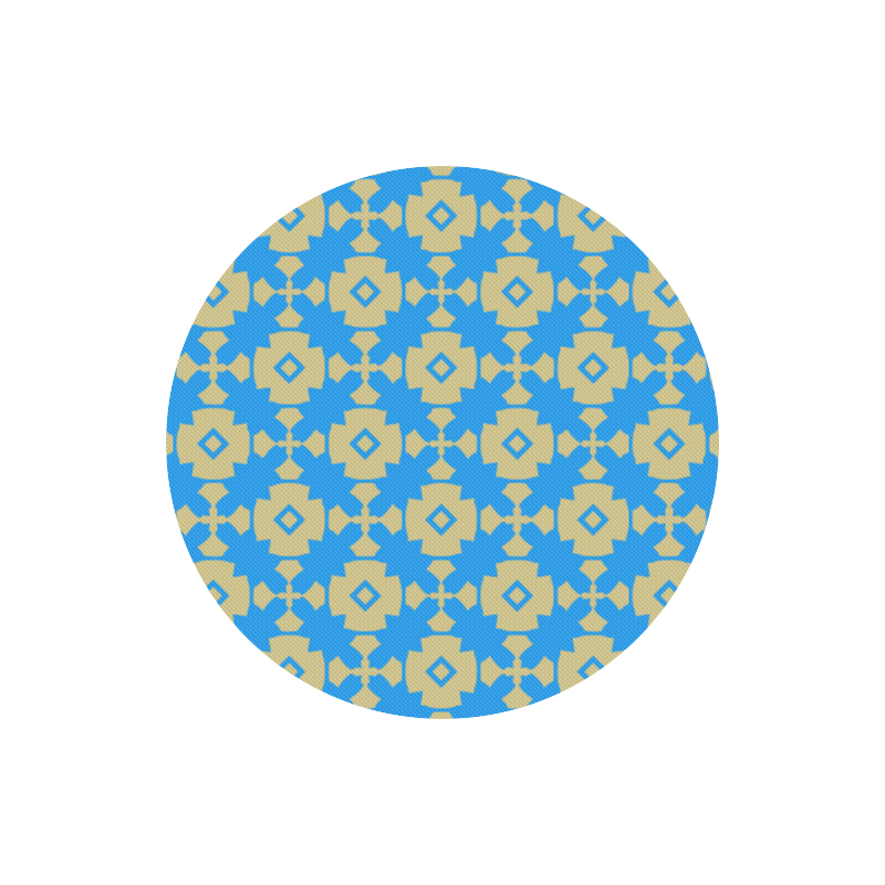 Blue Gold Geometric Round Mousepad