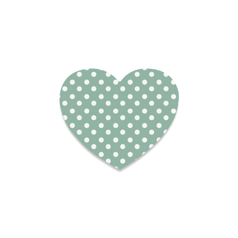 Mint Polka Dots Heart Coaster