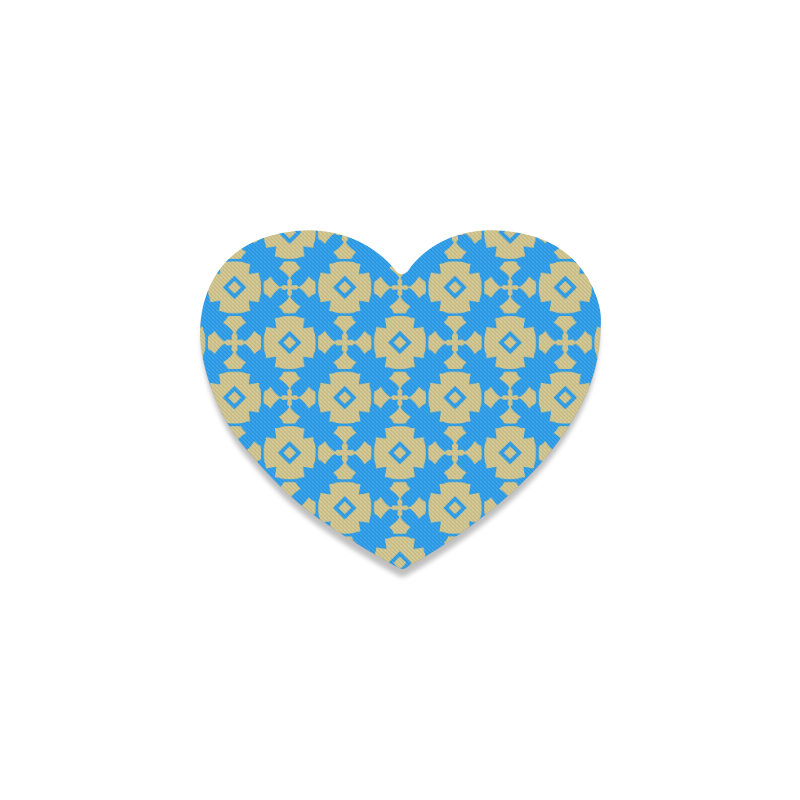 Blue Gold Geometric Heart Coaster
