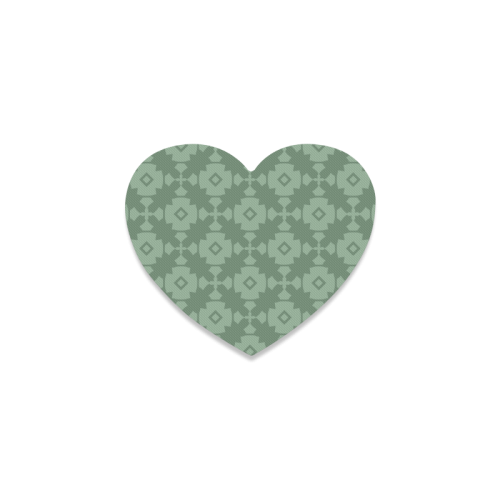 Green Geometric Tile Pattern Heart Coaster