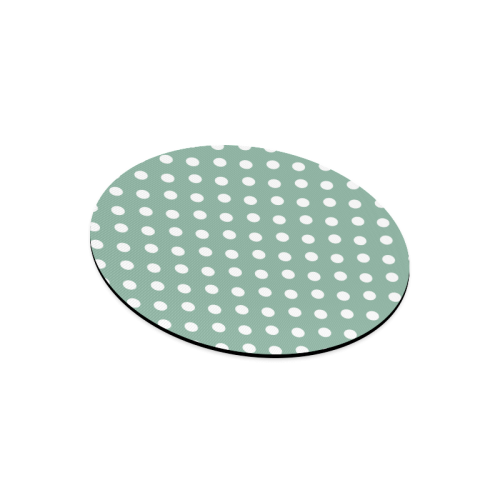 Mint Polka Dots Round Mousepad