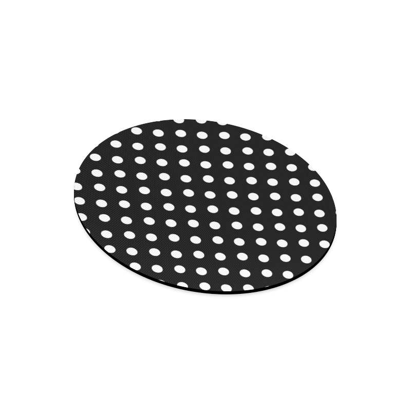 Black Polka Dots Round Mousepad