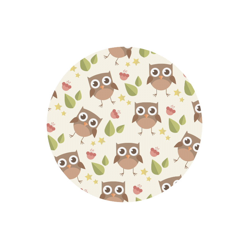 Modern Retro Owl Pattern Round Mousepad