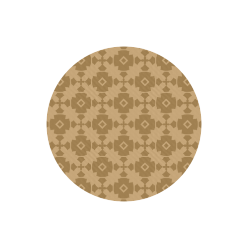 Dark tan Geometric Tile Pattern Round Mousepad