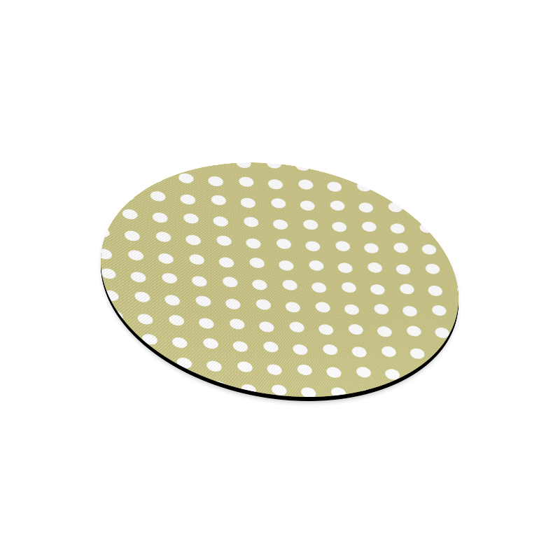 Olive Polka Dots Round Mousepad