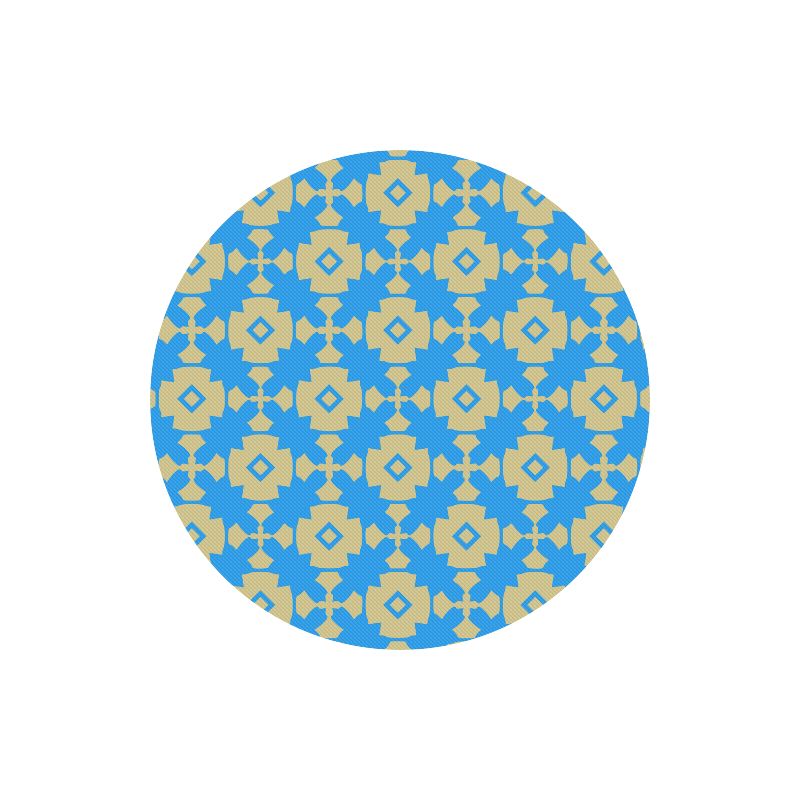 Blue Gold Geometric Round Mousepad