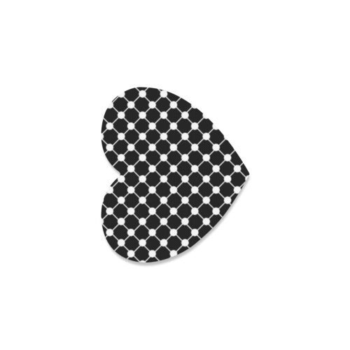 Black and White Trellis Dots Heart Coaster